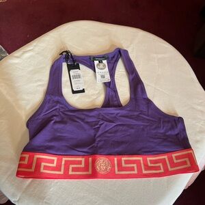 Versace Purple Sports Bra with Red Trim